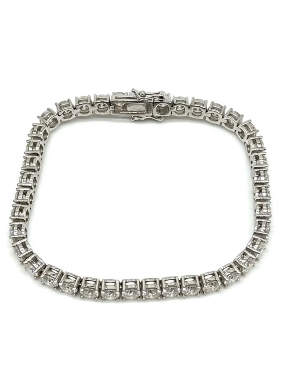 925 Silver, 13.5CTW Moissanite Tennis Bracelet - 7.5” - Picture 3 of 7